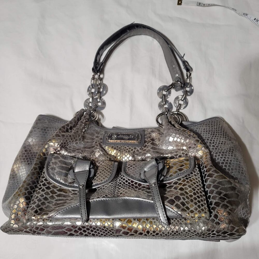 Sharif Silver Leather Shoulder Bag